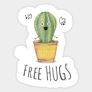 Cute Cactus Free Hugs T-Shirt Sticker